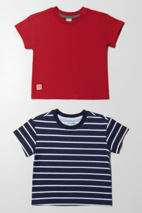 2 Pack Short Sleeve T-Shirts Navy And Red