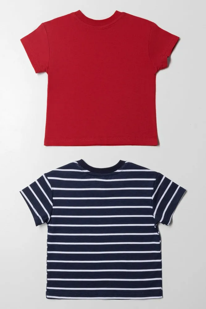 2 Pack Short Sleeve T-Shirts Navy And Red