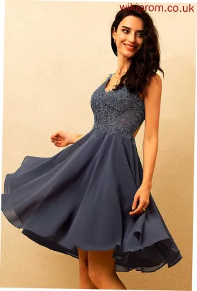 A-line Lilianna V-Neck Formal Dresses Chiffon Dresses