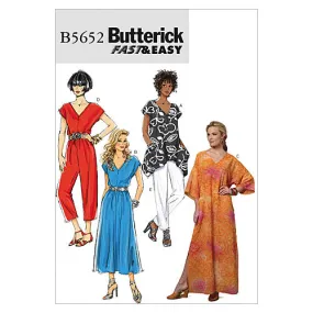 B5652 Misses' Top, Dress, Caftan, Jumpsuit and Pants