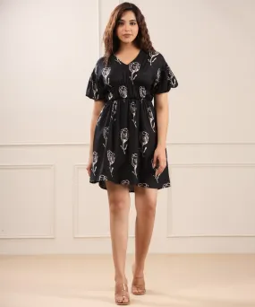 Black Rose Silk Mini Dress