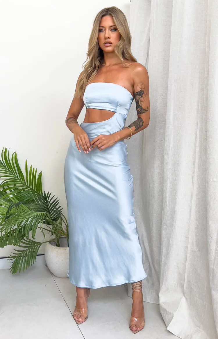 Blair Ice Blue Strapless Maxi Dress