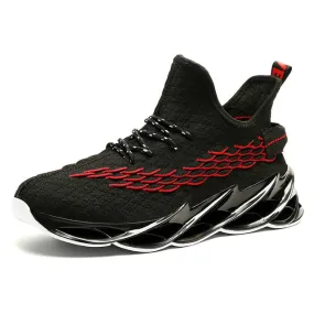 Breathable Black & Red Running Sneakers