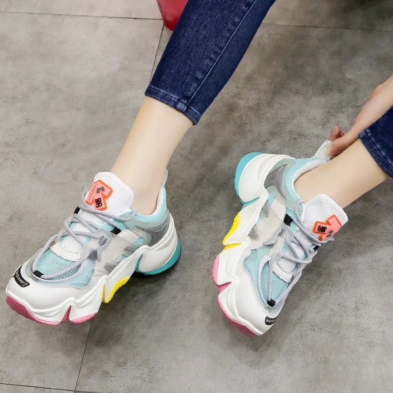 Breathable Rainbow Color Chunky Sneakers