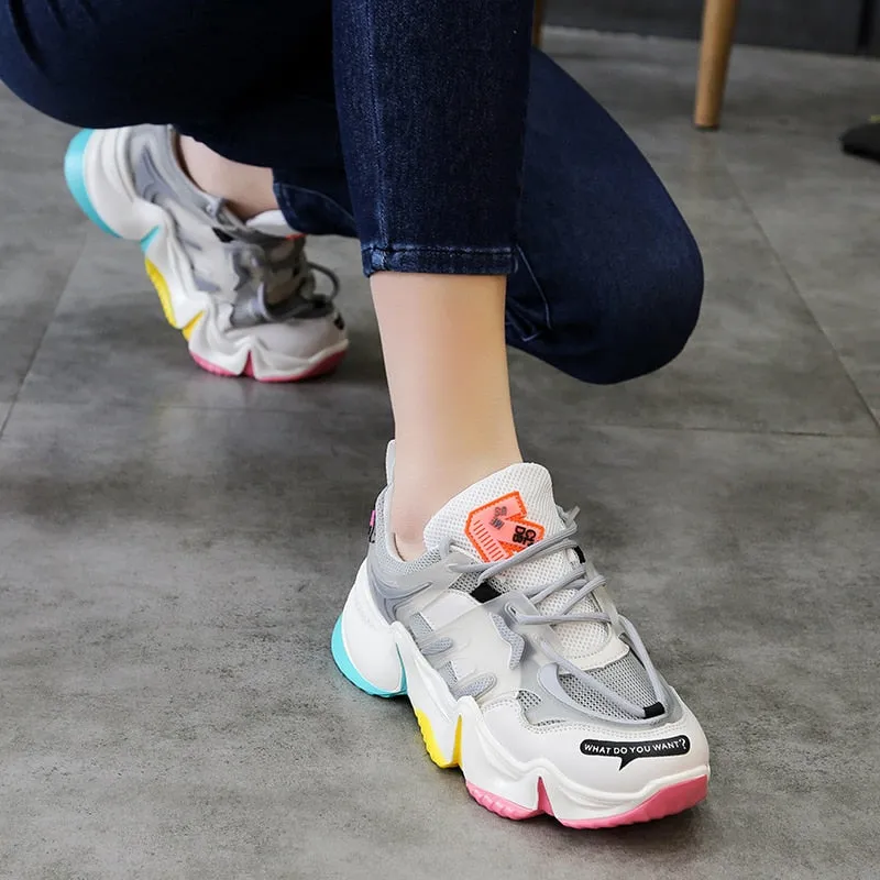 Breathable Rainbow Color Chunky Sneakers