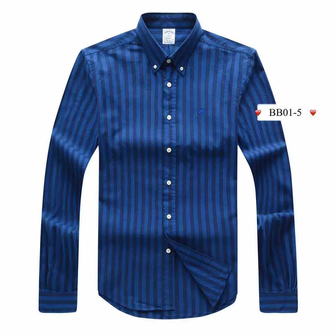 Brooks Brothers Regent Cotton Striped Long Sleeve Shirt- Blue