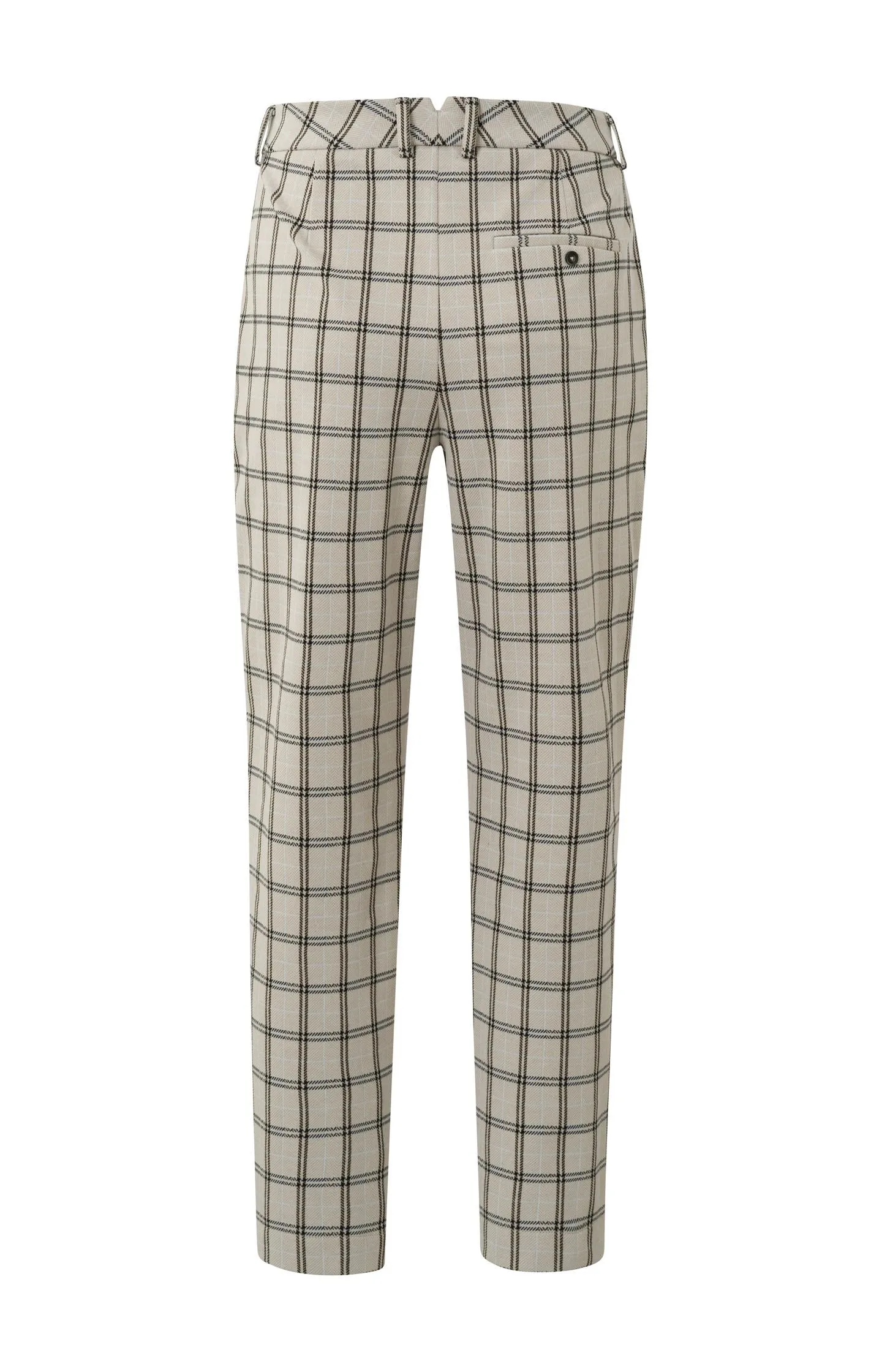 Chino trousers with straight leg, pockets and check print