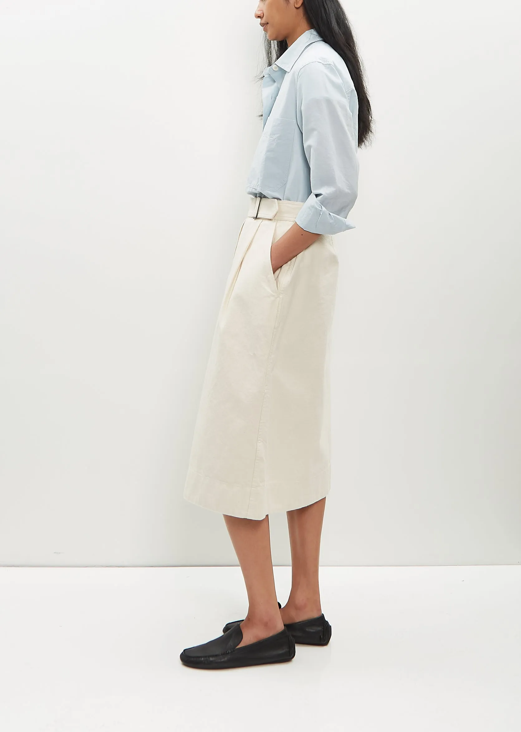 Cinch Waist Skirt — White