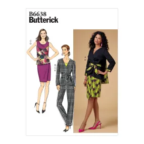 CLEARANCE • BUTTERICK PATTERN MISSES' JACKET, TOP, SKIRT, PANTS AND SASH 6638