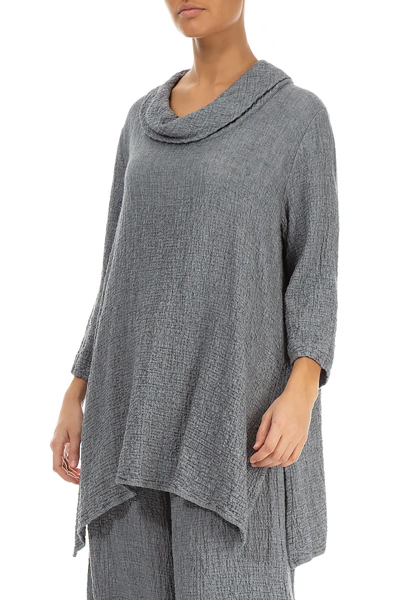 Cowl Neck Grey Wool Tunic