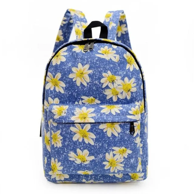 Cute Daisy Backpack, School Bag, Full Size Backpack Floral Print