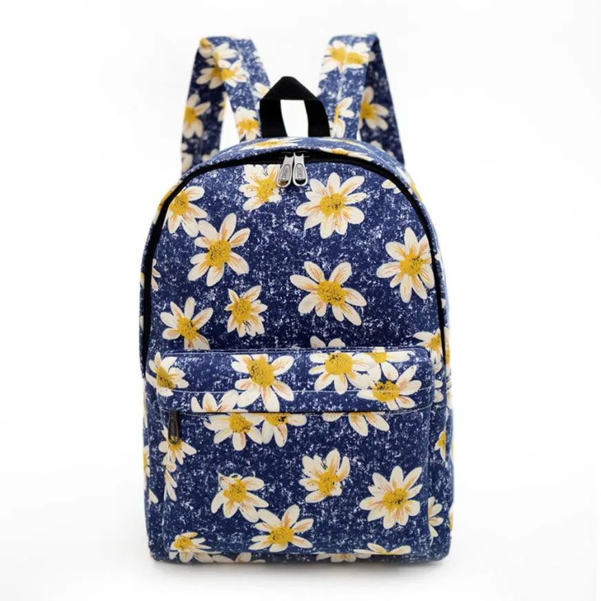 Cute Daisy Backpack, School Bag, Full Size Backpack Floral Print