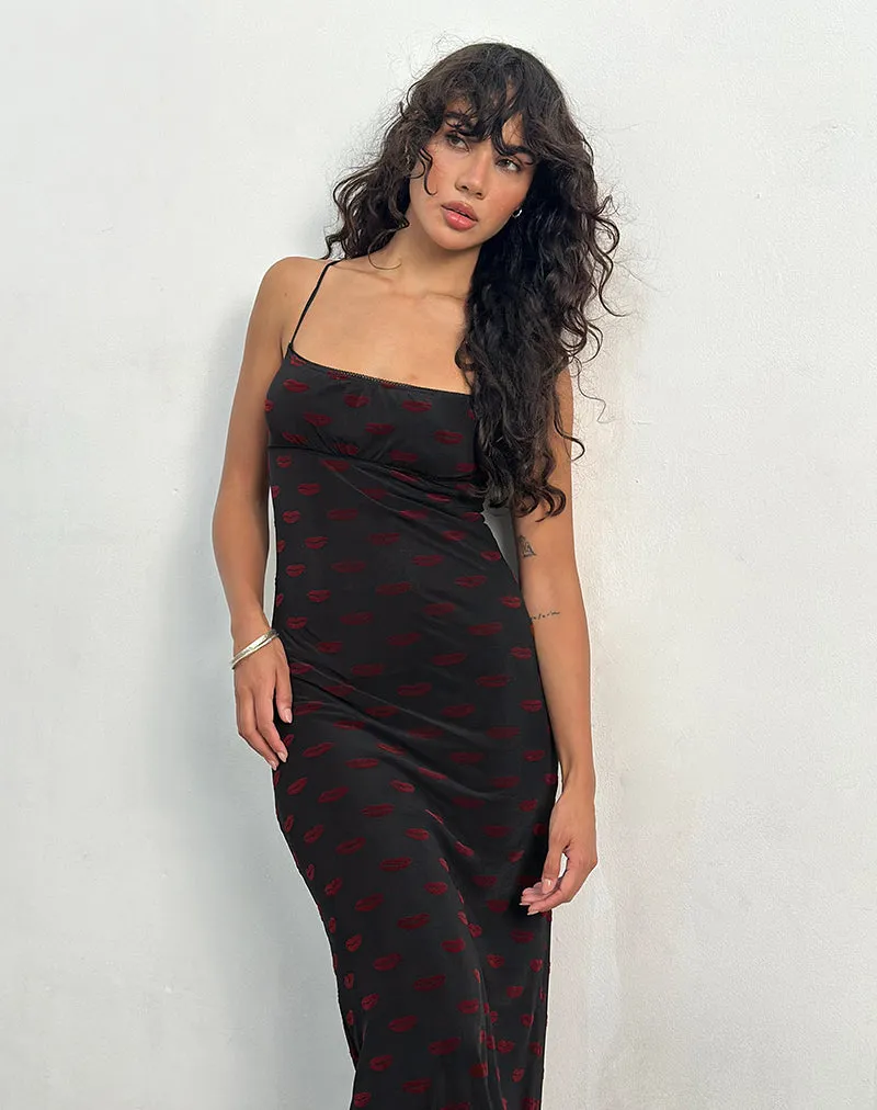 Darsih Maxi Dress in Lips Flock Black