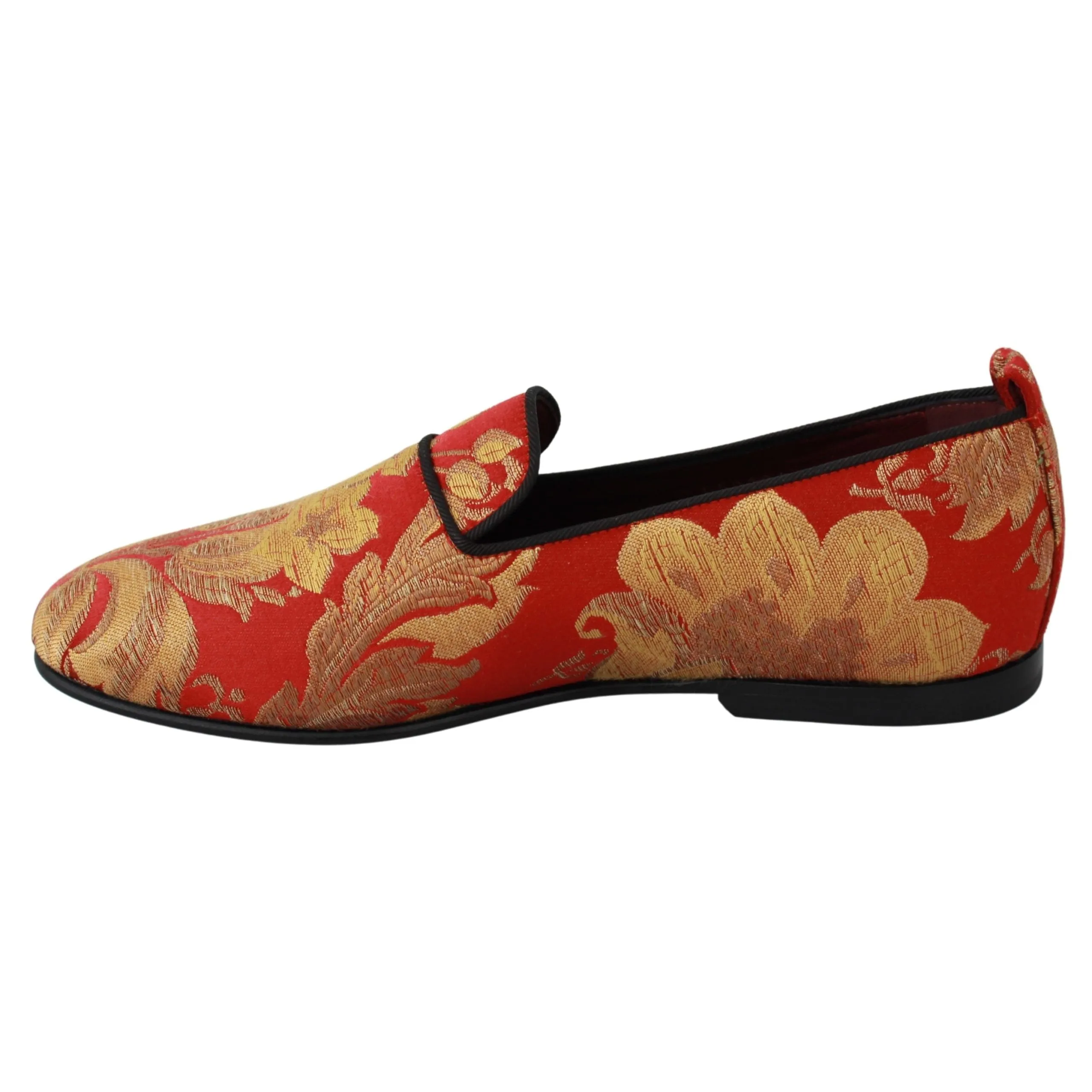 Dolce & Gabbana Rose Gold Brocade Loafers Slide Flats