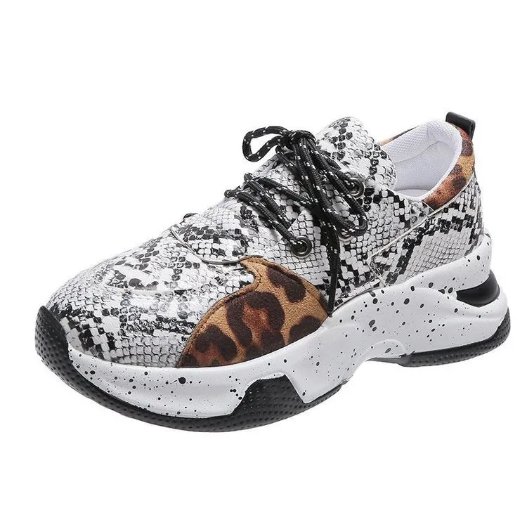 elveswallet Leopard Mesh Breathable Color Patchwork Sneakers