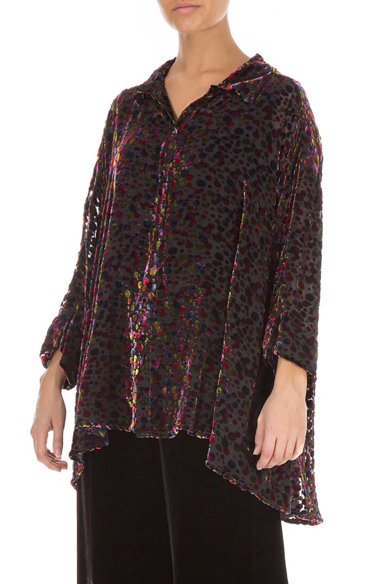 Festive Devoré Dot Silk Velvet Shirt