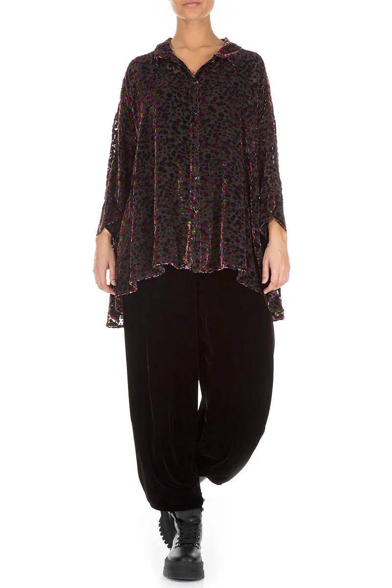 Festive Devoré Dot Silk Velvet Shirt