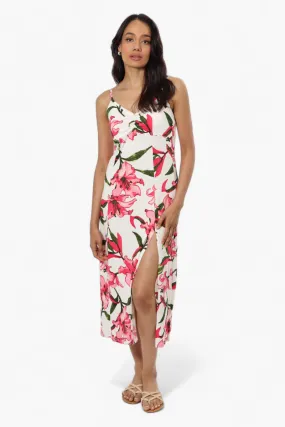 Impress Floral Front Slit Maxi Dress - White