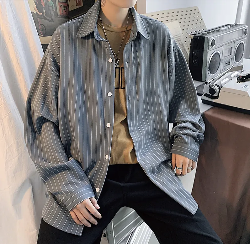 [Korean Style] 3 Colors Casual Striped Shirts