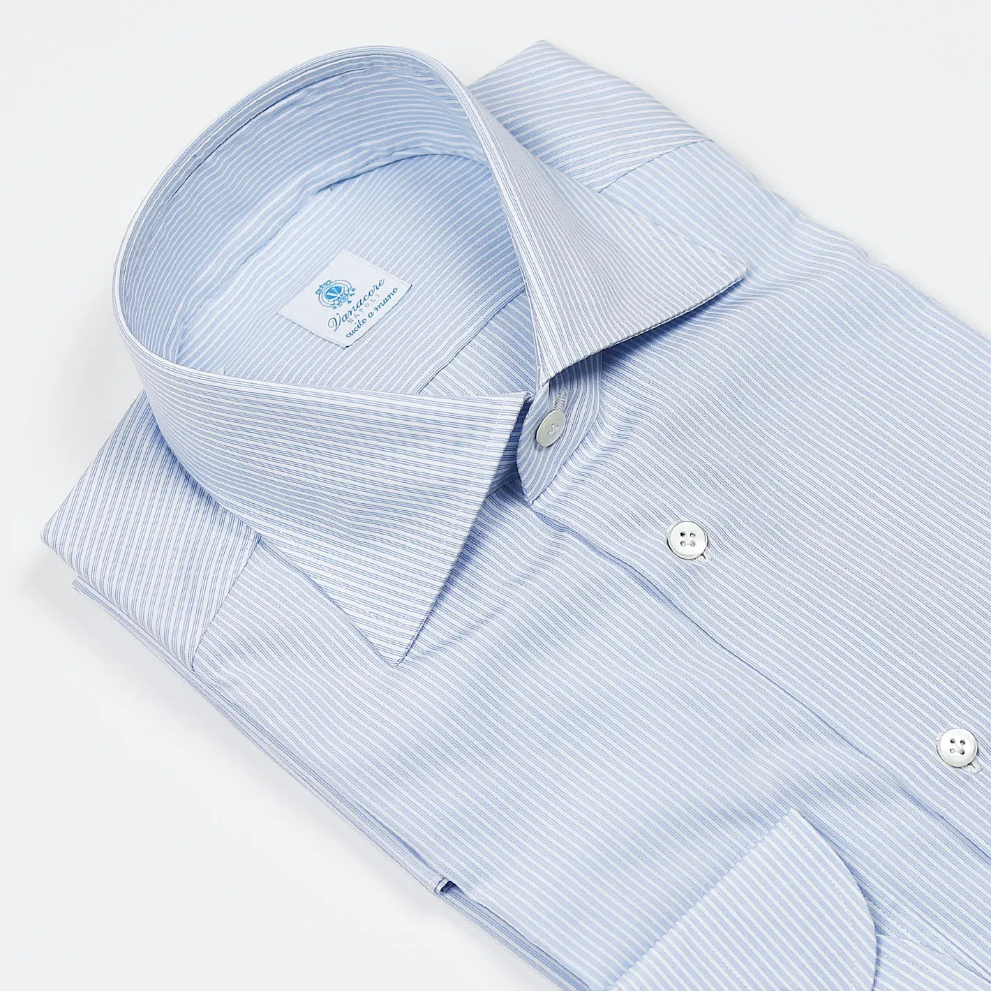 Light Blue Thin Striped Semi-cutaway Shirt