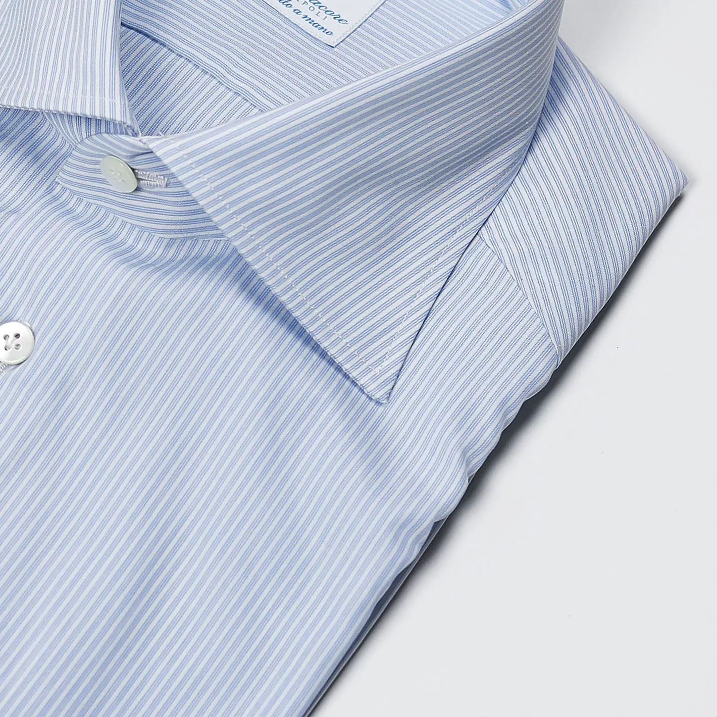 Light Blue Thin Striped Semi-cutaway Shirt