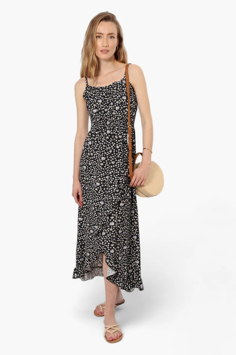 Limite Floral Cinched Waist Maxi Dress - Black