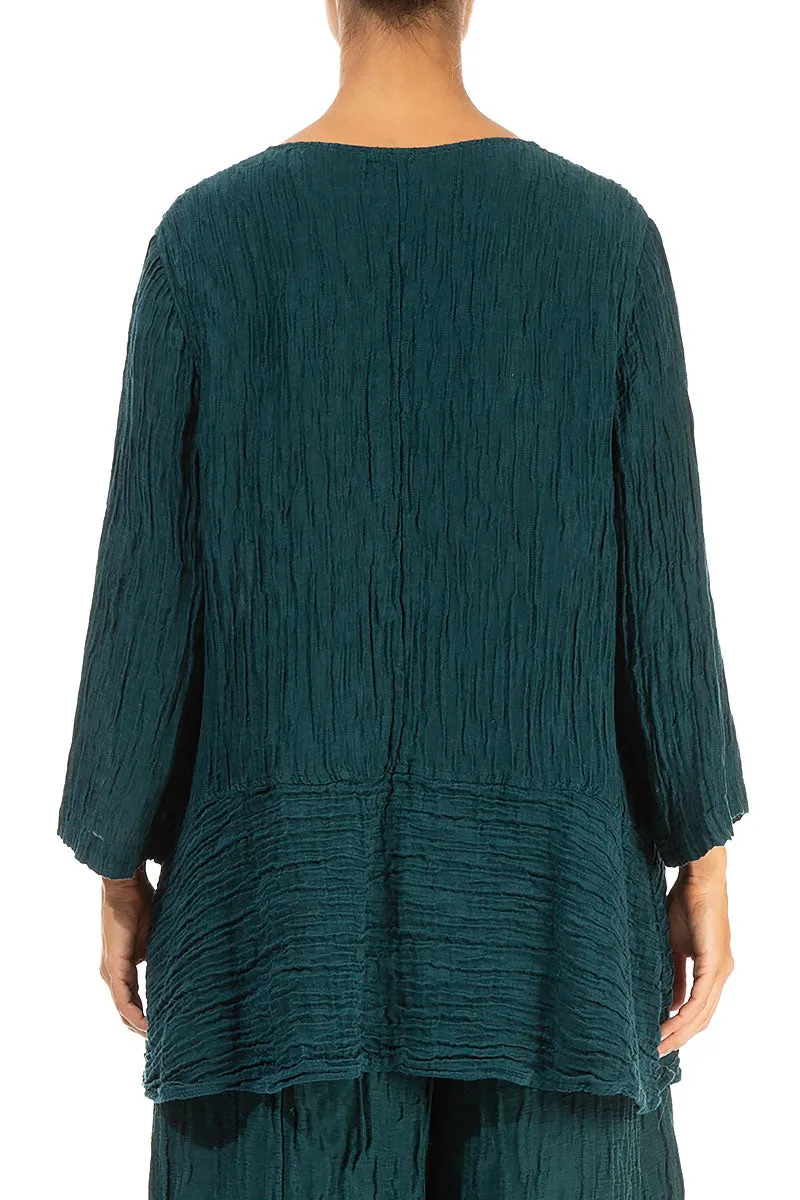 Loose Crinkled Emerald Silk Tunic