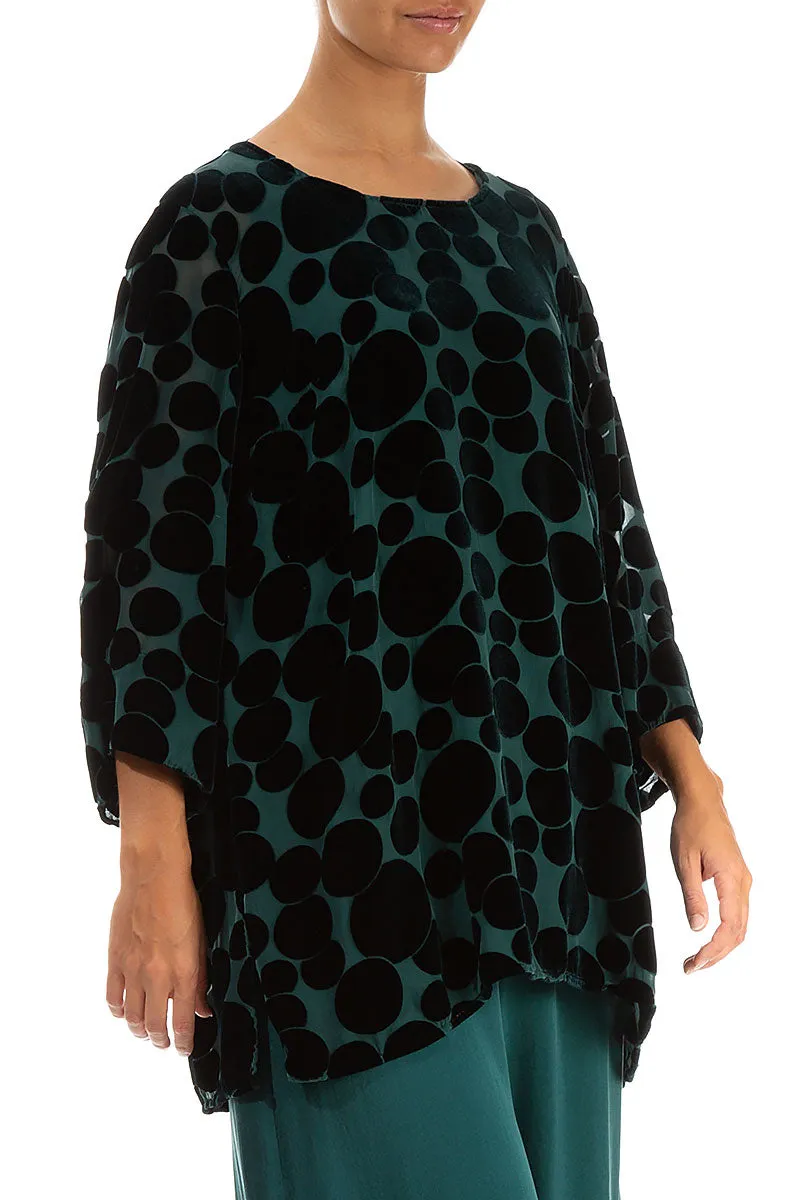 Loose Devoré Bubbles Emerald Silk Velvet Tunic