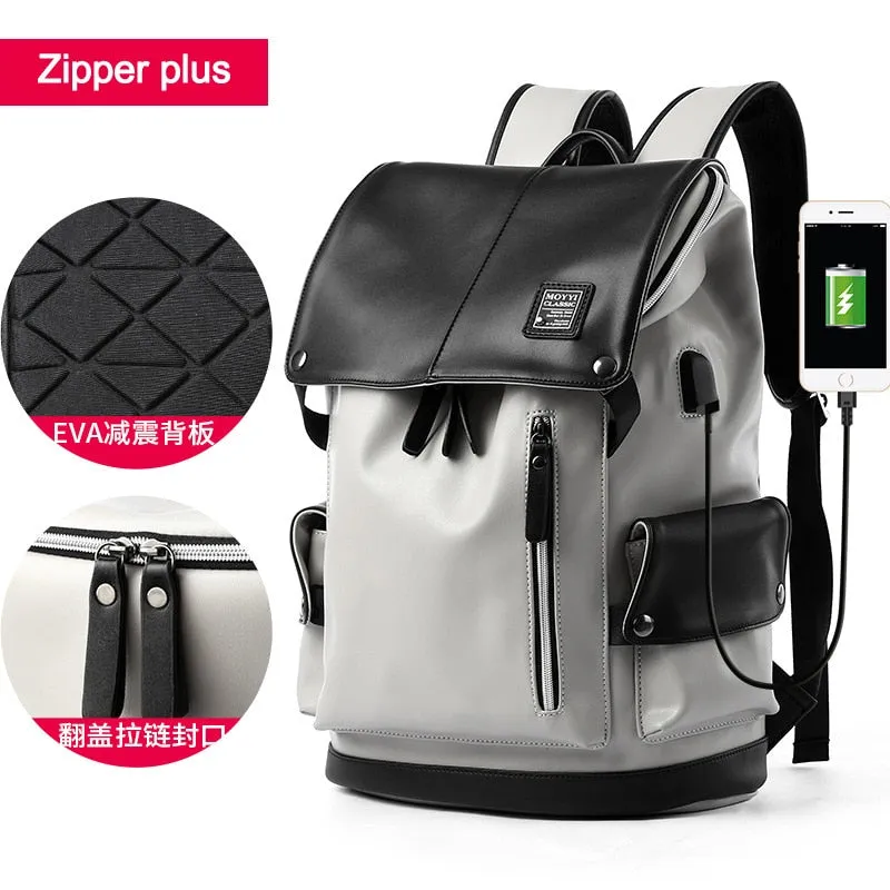 Men Canvas Bucket Backpack Students School Bag Casual Luggage Laptop bags Travel Large Capacity Rucksack USB Mochila XA91WC