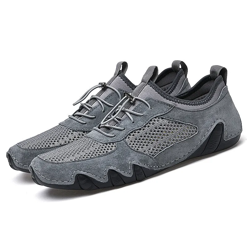 Men's Spring/Autumn Casual Leather Breathable Driving Sneakers | Plus Size