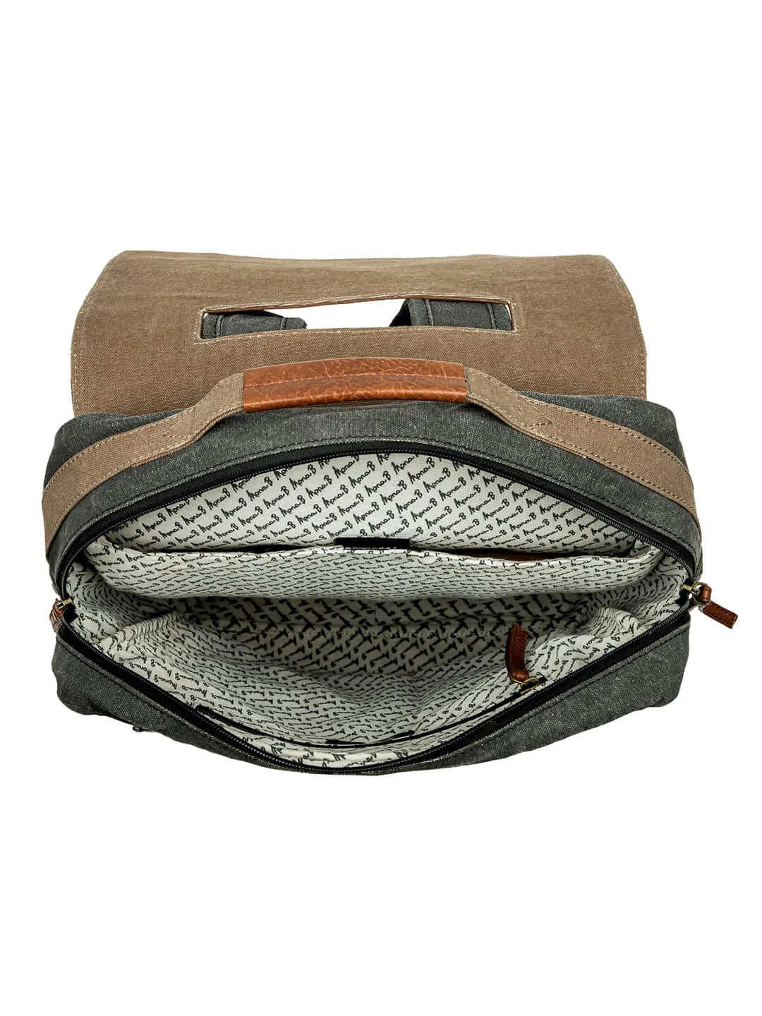 Mona B - Upcycled Canvas Back Pack for Office | School and College with Upto 14" Laptop/ Mac Book/ Tablet with Stylish Design for Men and Women: Flap