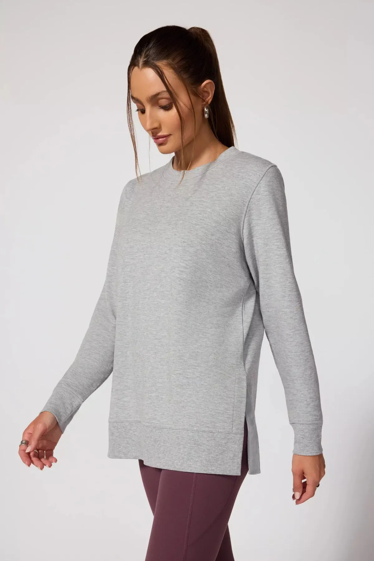 MPG Modal Fleexe Relaxed Pullover | Heather   Black