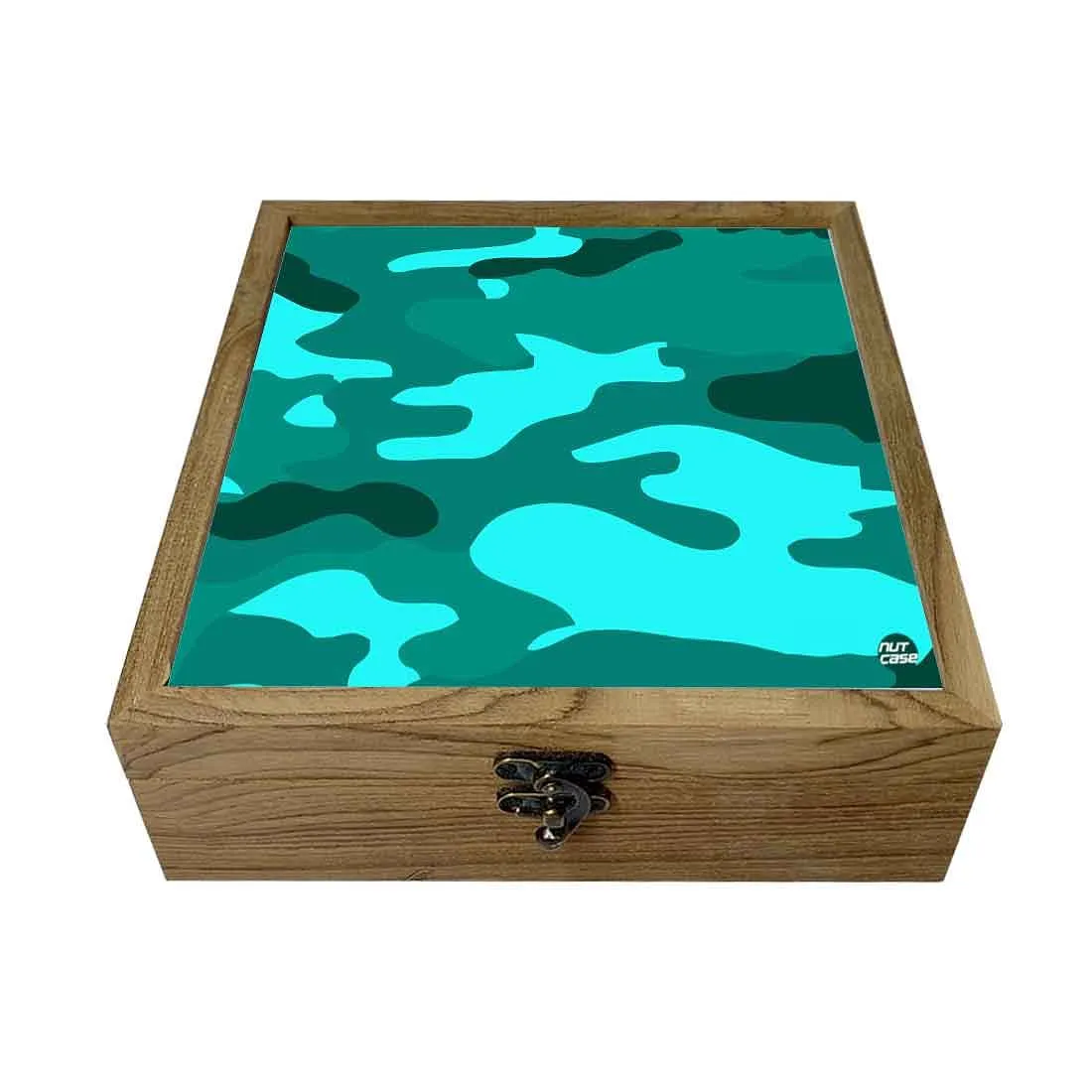 Nutcase Jewellery Organisers Storage Box Wooden - Unique Gifts -Sea Green Blue Army Camouflage