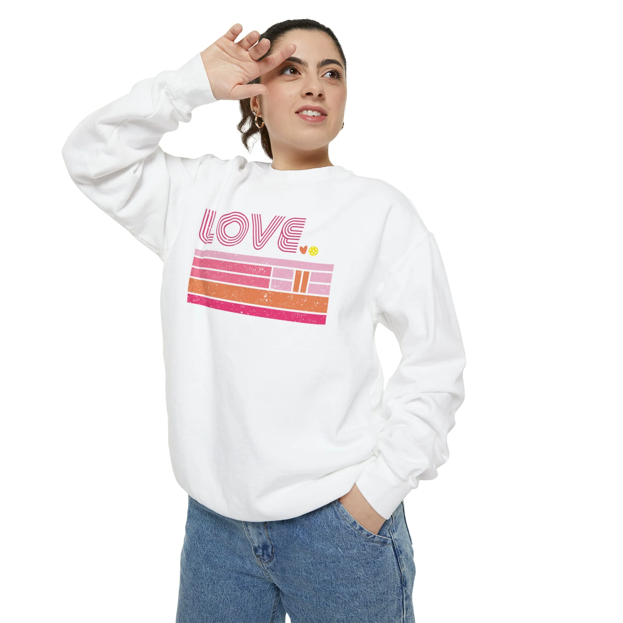 Pickleball Striped LOVE Sweatshirt • Women's