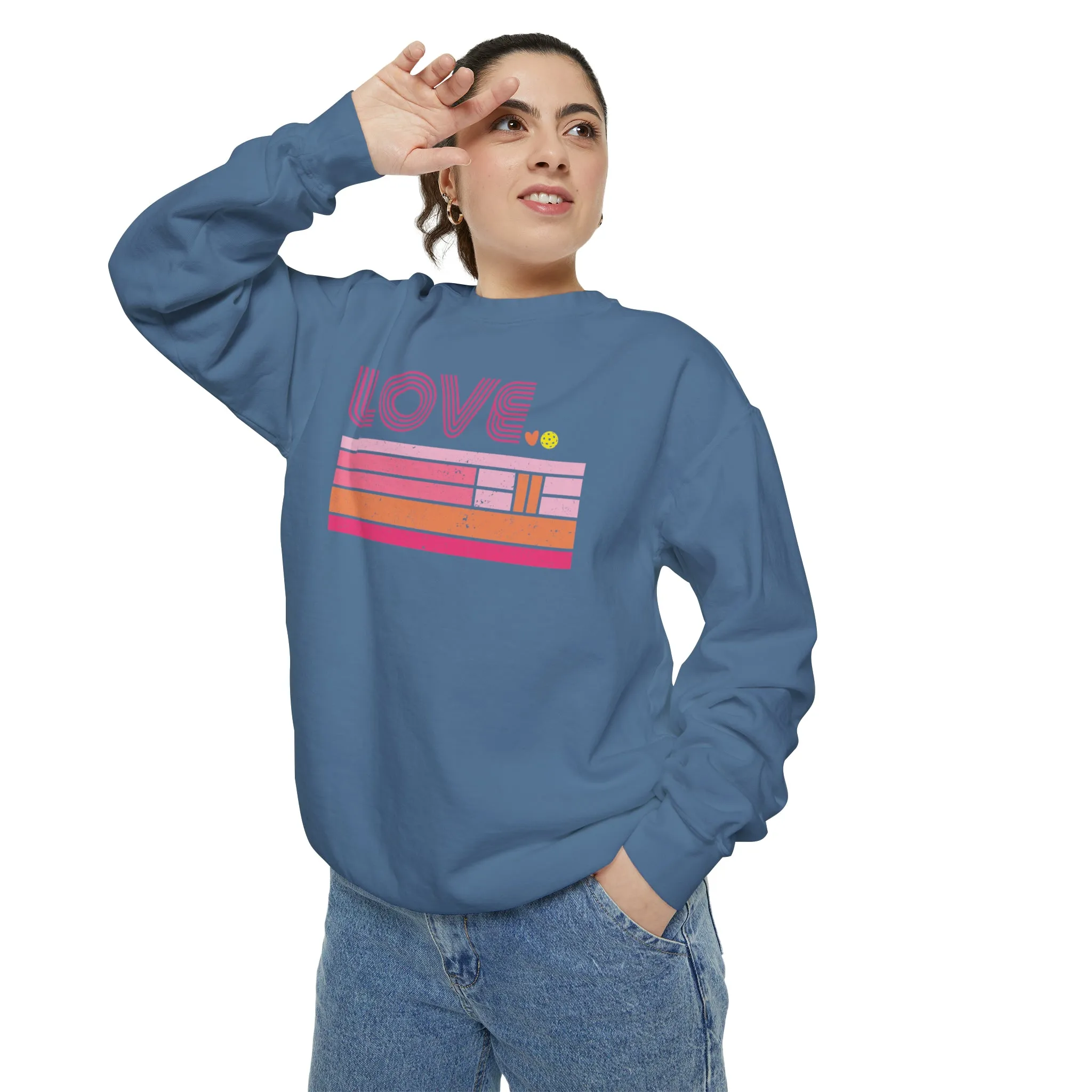 Pickleball Striped LOVE Sweatshirt • Women's