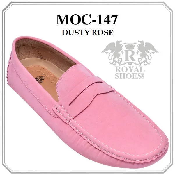 Pink loafer men's suede leather summer shoes