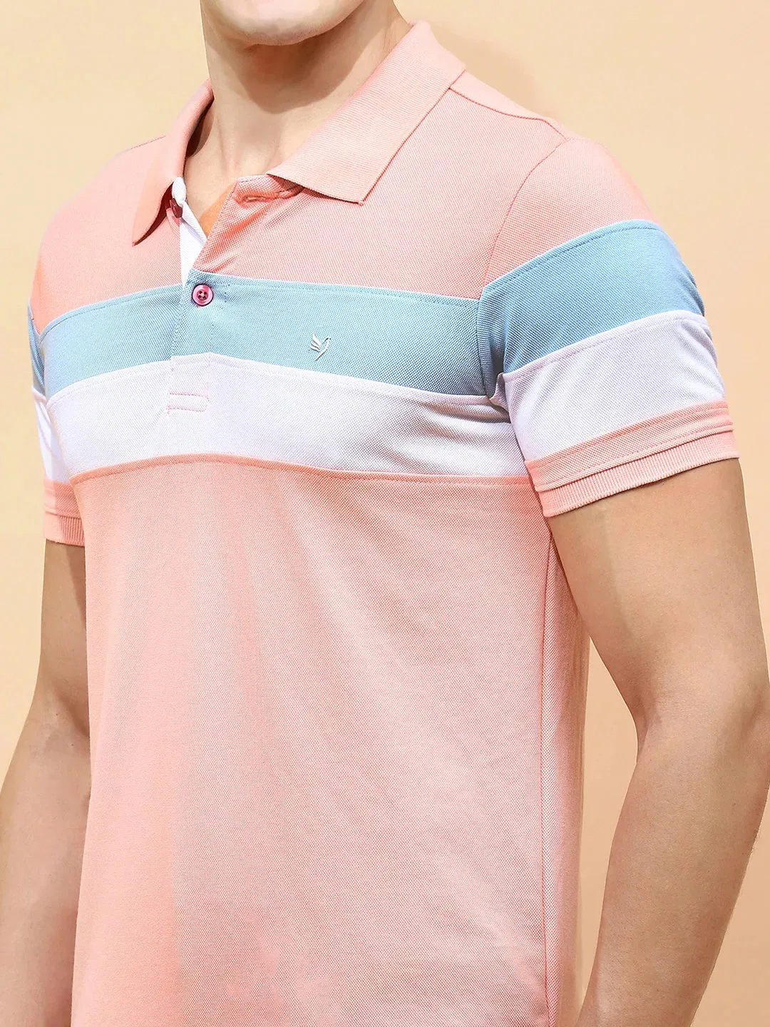 Pink Polycotton Regular Fit T-Shirt For Men