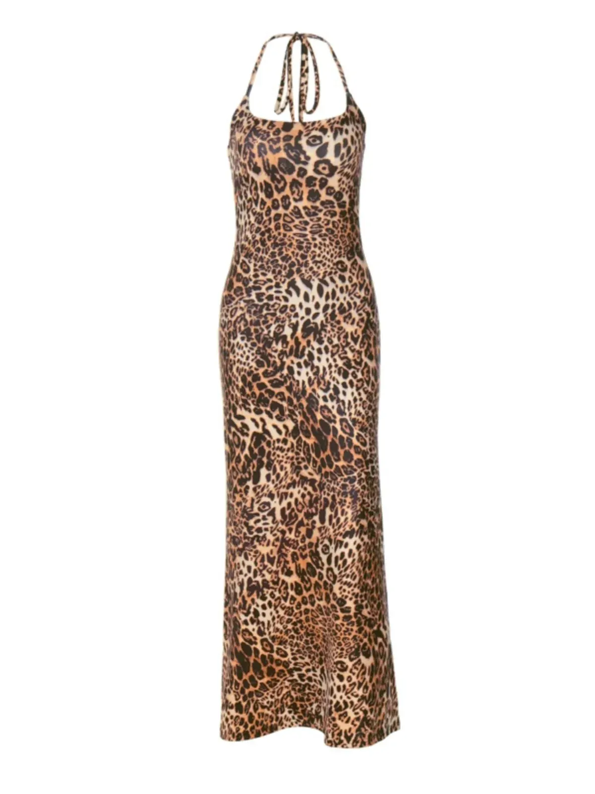 Preslee Leopard Halter Neck Maxi Dress