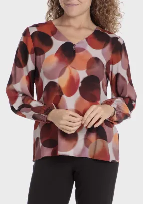 Printed Loose Fitting Blouse - Garnet