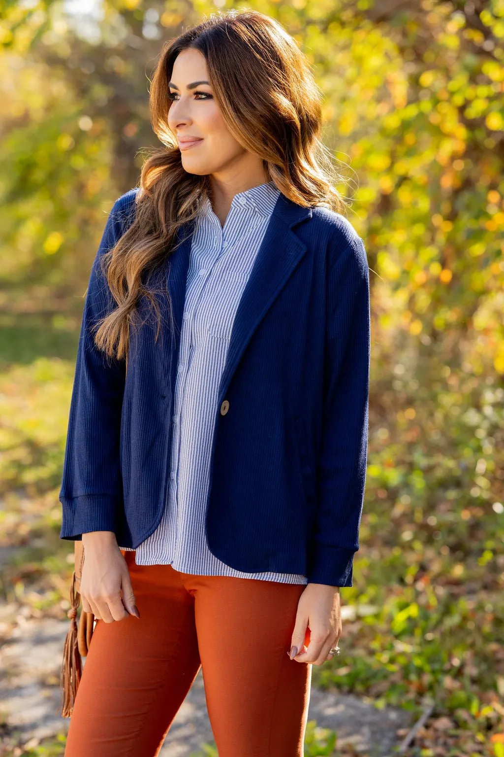 Ribbed Relaxed Sleeve Sweatshirt Blazer