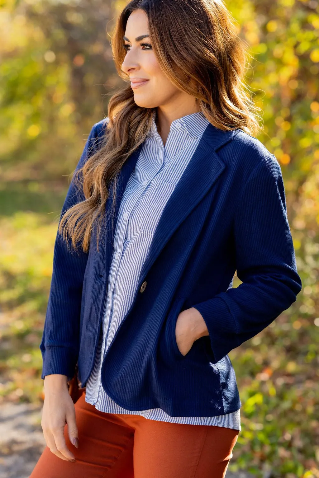 Ribbed Relaxed Sleeve Sweatshirt Blazer