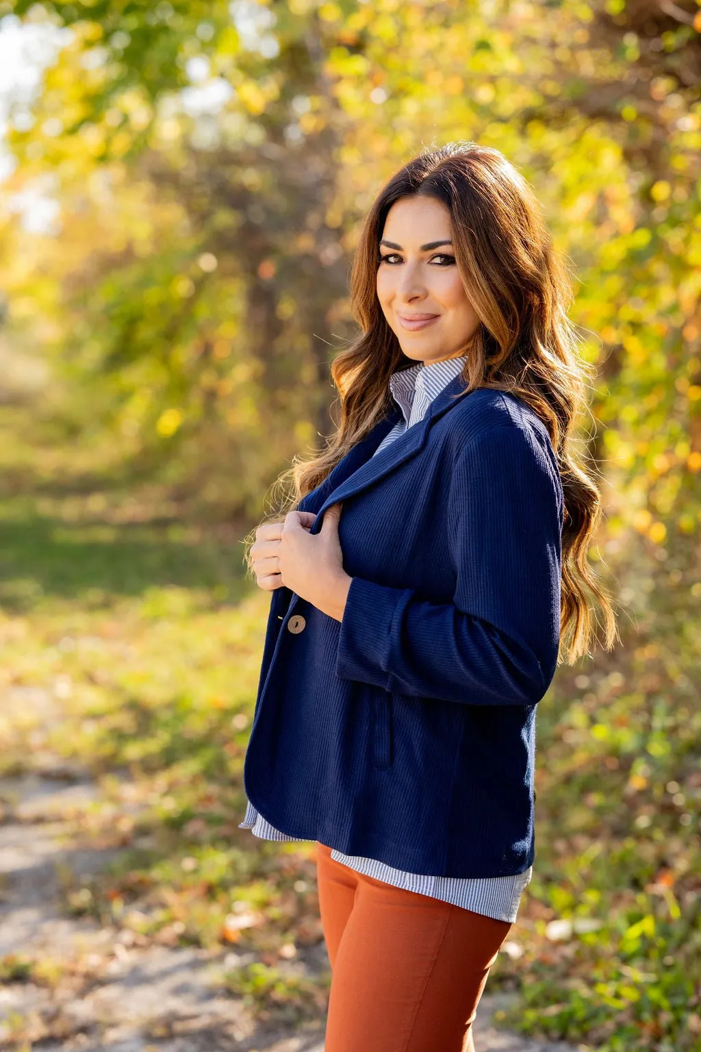 Ribbed Relaxed Sleeve Sweatshirt Blazer