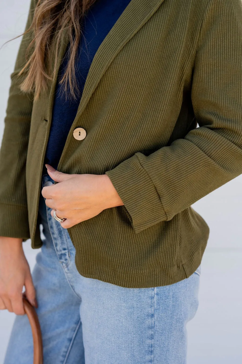 Ribbed Relaxed Sleeve Sweatshirt Blazer