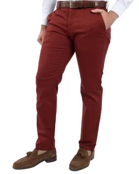 Rust Stretch Cotton Diamond Weave Chino Trousers