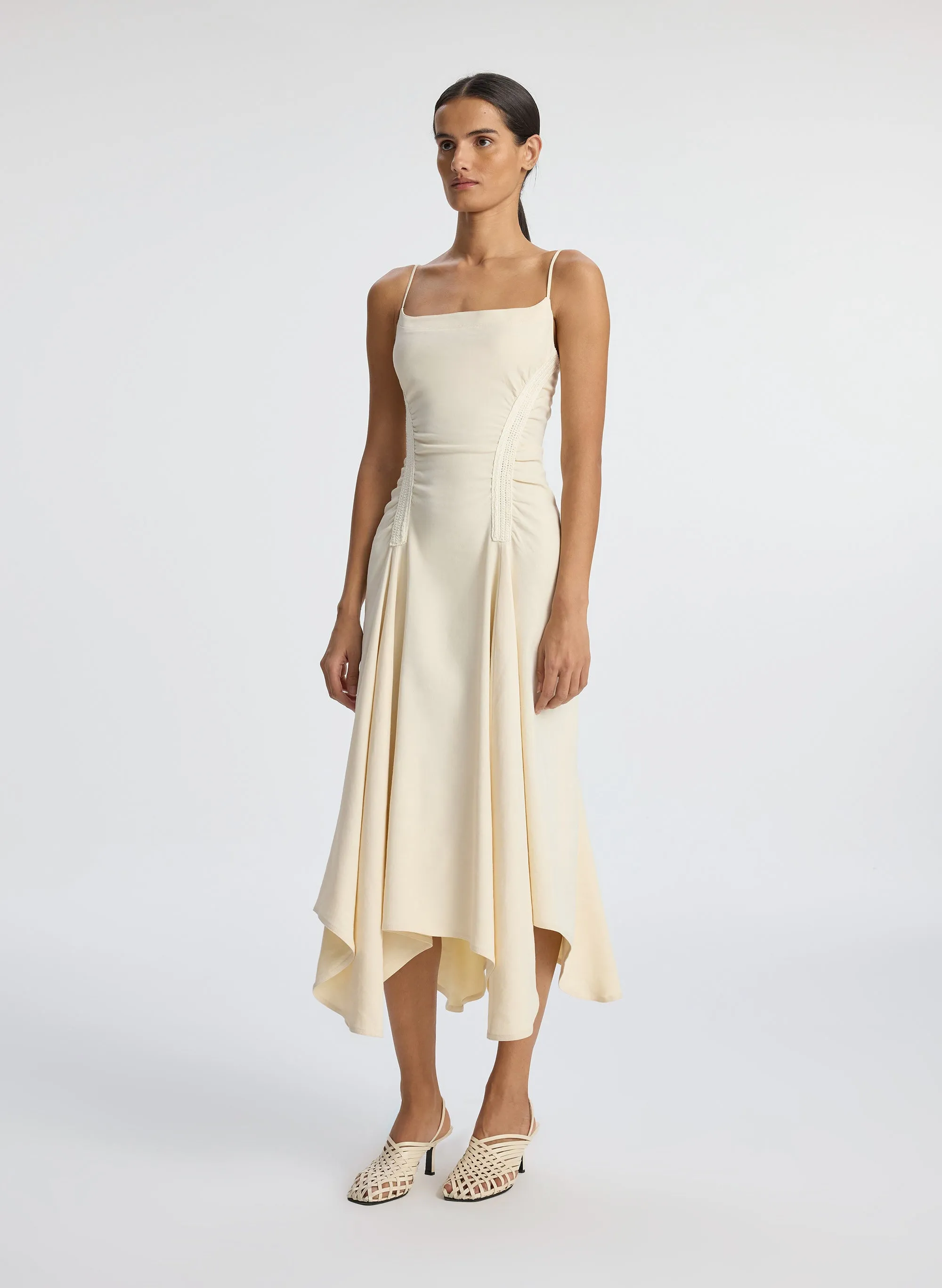 Silvia Stretch Linen Midi Dress