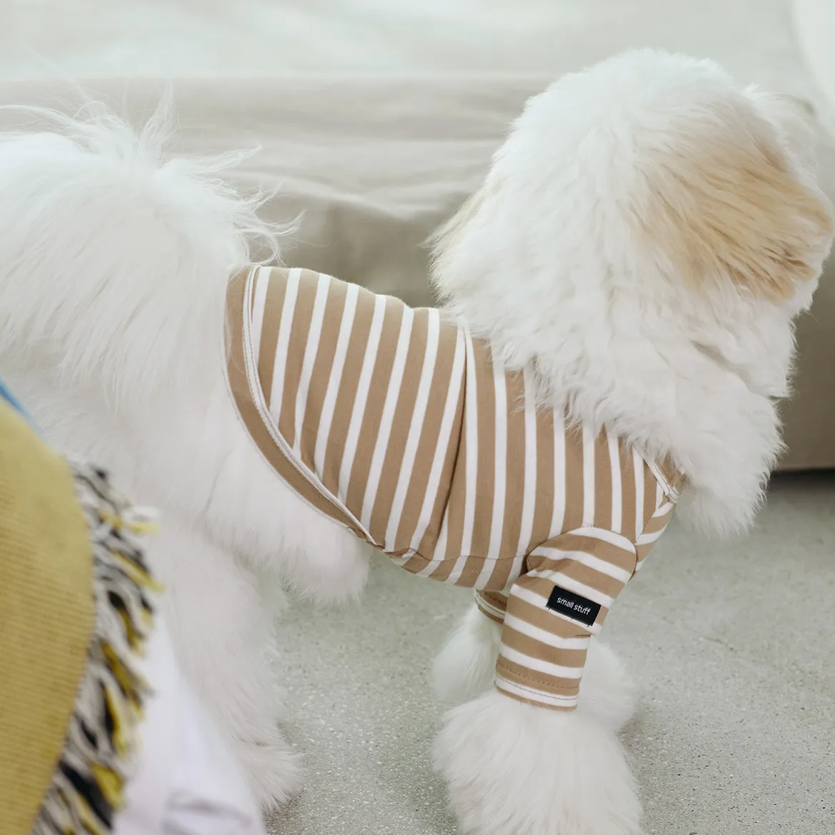 Striped Dog T-Shirt Beige