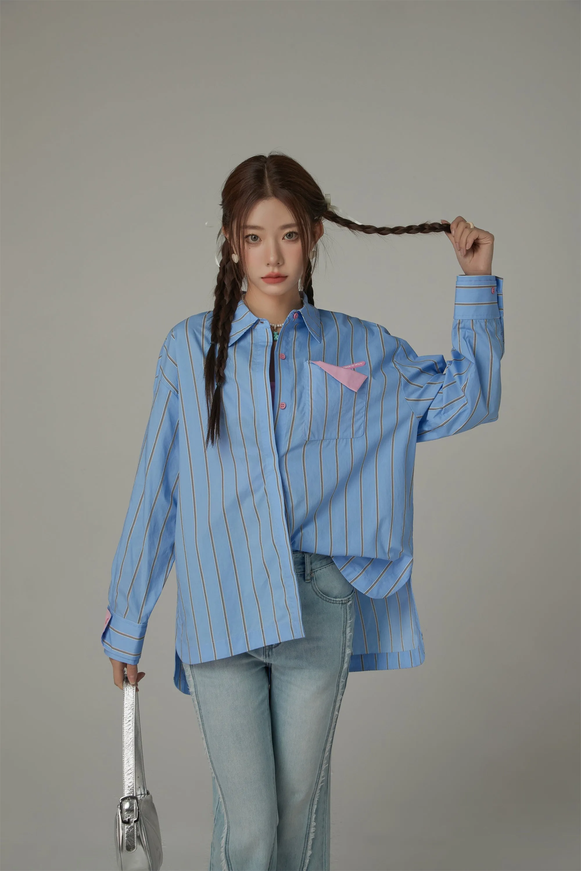 Striped Loose Fit Long Sleeve Shirt