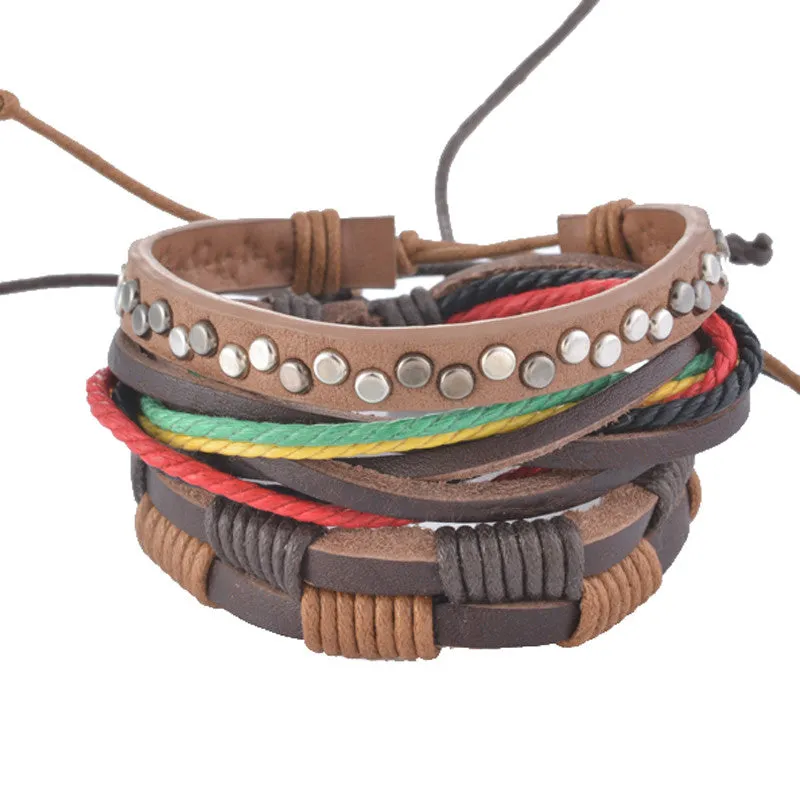 Vintage Multilayer Leather Bracelet Men Jewelry Bohemian Rock Wooden Bead Bracelets For Women Love Vintage Bracelets & Bangles