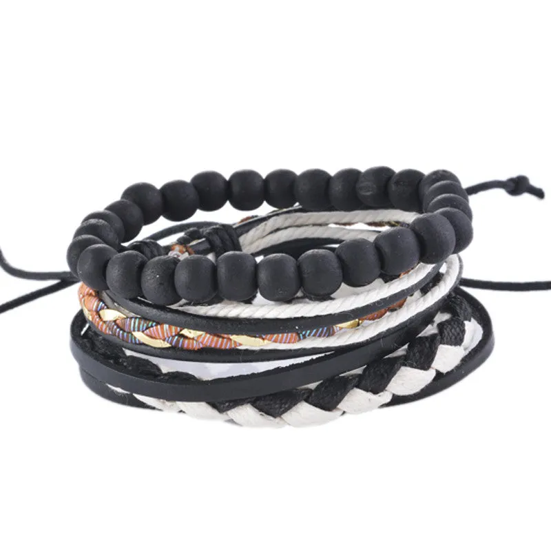 Vintage Multilayer Leather Bracelet Men Jewelry Bohemian Rock Wooden Bead Bracelets For Women Love Vintage Bracelets & Bangles