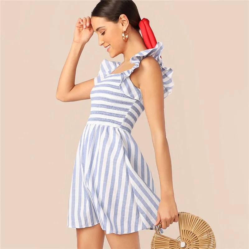 Women's Summer A-Line Striped Dress